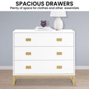 Sarantino Amara Chest of Drawers Tallboy Dresser in White/Gold - RnR Galore