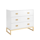 Sarantino Amara Chest of Drawers Tallboy Dresser in White/Gold - RnR Galore