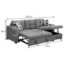 Sarantino Fontana Pullout Sofa Bed with Storage Chaise Lounge - Grey - RnR Galore