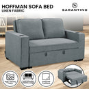 Sarantino Hoffman Linen Sofa Bed with Cushions & Cup Holders Airforce Blue - RnR Galore