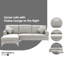 Sarantino Linen Corner Sofa Couch Lounge L - shape W/right Chaise Seat Light Grey - RnR Galore