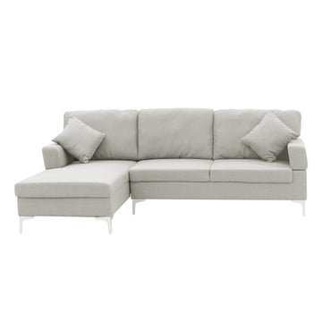 Sarantino Linen Corner Sofa Couch Lounge L - shape W/right Chaise Seat Light Grey - RnR Galore