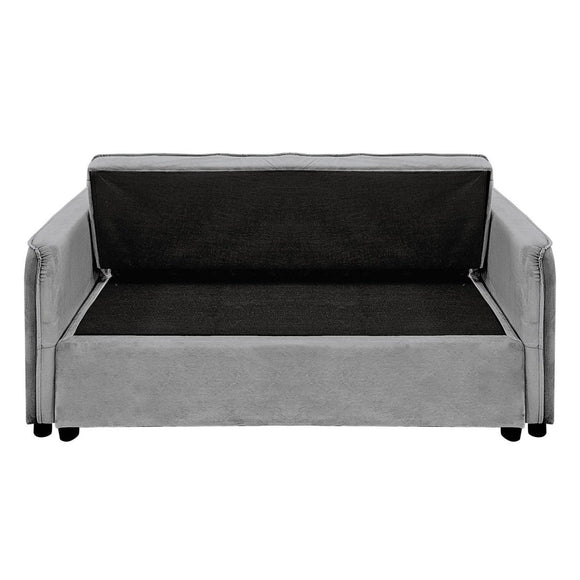 Sarantino Quincy 2 - Seater Velvet Sofa Bed in Dark Grey with Wooden Frame and Tufted Design - RnR Galore