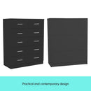 Sarantino Tallboy Dresser 6 Chest Of Drawers Table Cabinet Bedroom Storage Black - RnR Galore