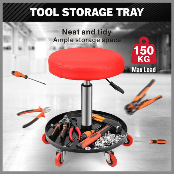 SEDY 150kg Load Pneumatic Roller Seat Mechanic Rolling Stool With Tool Tray AU - RnR Galore
