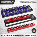 SEDY 2Pc Magnetic Socket Organizer 1/2 Drive Metric SAE Sockets Storage Holder - RnR Galore