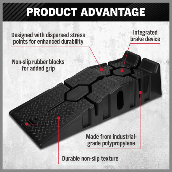 SEDY 2Pcs 2 Ton Heavy Duty Car Ramps 17cm Rise Antiskid Vehicle Service Ramp Au - RnR Galore