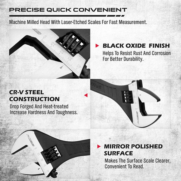 SEDY 4Pc Adjustable Wrench Set Shifter Heavy Duty SAE & Metric Household Repair - RnR Galore