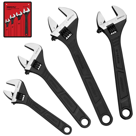 SEDY 4Pc Adjustable Wrench Set Shifter Heavy Duty SAE & Metric Household Repair - RnR Galore