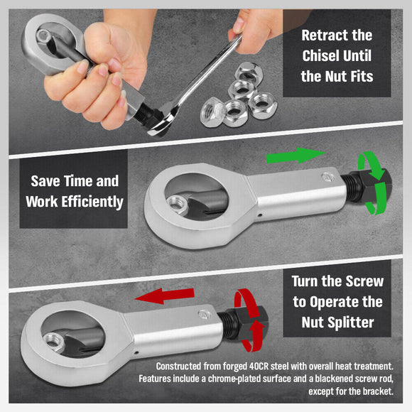 SEDY 4Pcs Metal Nut Splitter Kit Pressure Nut Cracker Remover Extractor Tool - RnR Galore