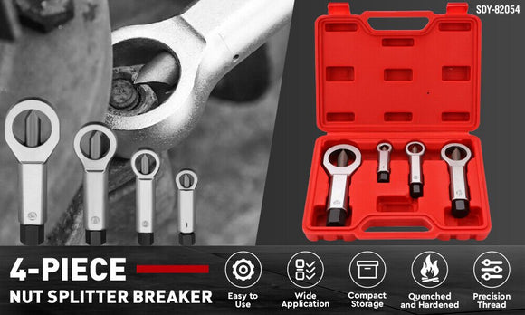 SEDY 4Pcs Metal Nut Splitter Kit Pressure Nut Cracker Remover Extractor Tool - RnR Galore
