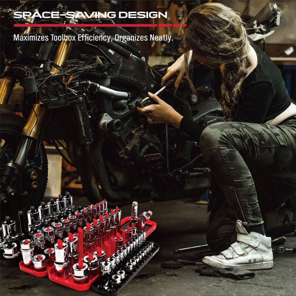 SEDY 8Pcs Magnetic Socket Organizer Tray Metric SAE Sockets Storage Holder Tool - RnR Galore