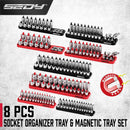 SEDY 8Pcs Magnetic Socket Organizer Tray Metric SAE Sockets Storage Holder Tool - RnR Galore