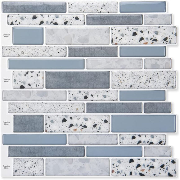 Self - Adhesive Wall Tiles Vinyl Kitchen Tile Marble Blue 10 Pieces - RnR Galore