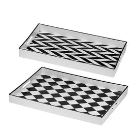 Set 2 Patterned Rectangular Trays 48cm - RnR Galore