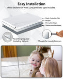 Shatterproof Acrylic Mirror Tiles – 4 - Pack Wall Stickers for Kids, Home Gym, Bedroom & Bathroom, Easy Peel - and - Stick Decorative Mirrors with Double - Sided Tape (Silver,12" x 12") - RnR Galore