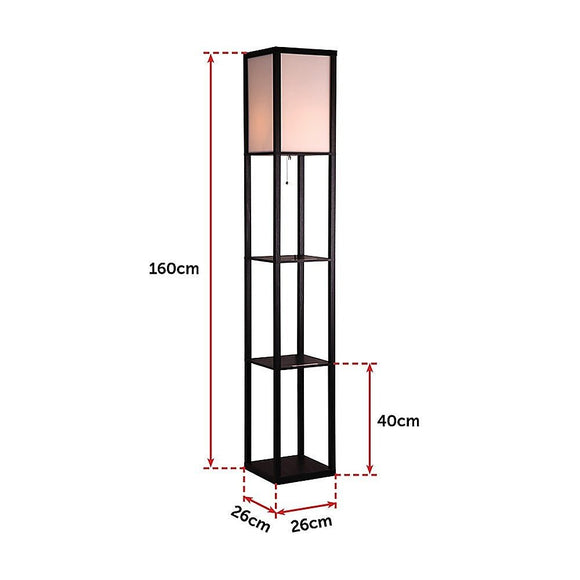 Shelf Floor Lamp - Shade Diffused Light Source with Open - Box Shelves - RnR Galore