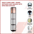 Shelf Floor Lamp - Shade Diffused Light Source with Open - Box Shelves - RnR Galore