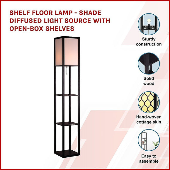Shelf Floor Lamp - Shade Diffused Light Source with Open - Box Shelves - RnR Galore