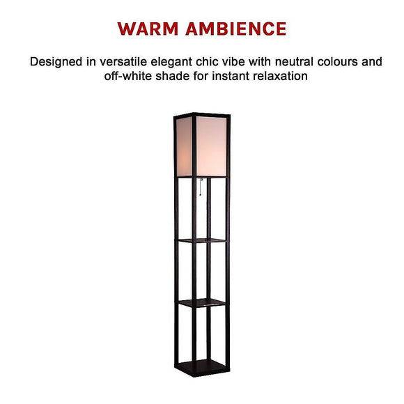 Shelf Floor Lamp - Shade Diffused Light Source with Open - Box Shelves - RnR Galore