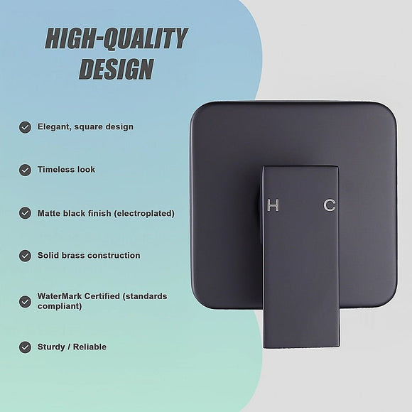 Shower Bath Mixer Tap Bathroom WATERMARK Approved - Electroplated Matte Black - RnR Galore