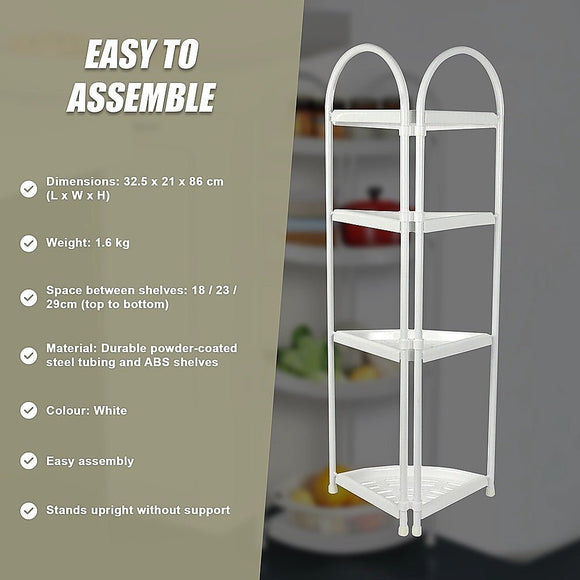 Shower Corner Shelf White Caddy Bathroom Shelves Organiser Bath Storage Rack 4 - RnR Galore
