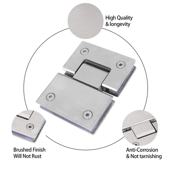 Shower Glass Door Gate Hinge 304 Stainless Steel 180 Degrees Polished Chrome Finish - RnR Galore