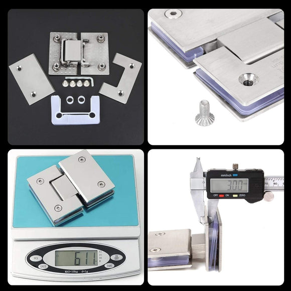 Shower Glass Door Gate Hinge 304 Stainless Steel 180 Degrees Polished Chrome Finish - RnR Galore
