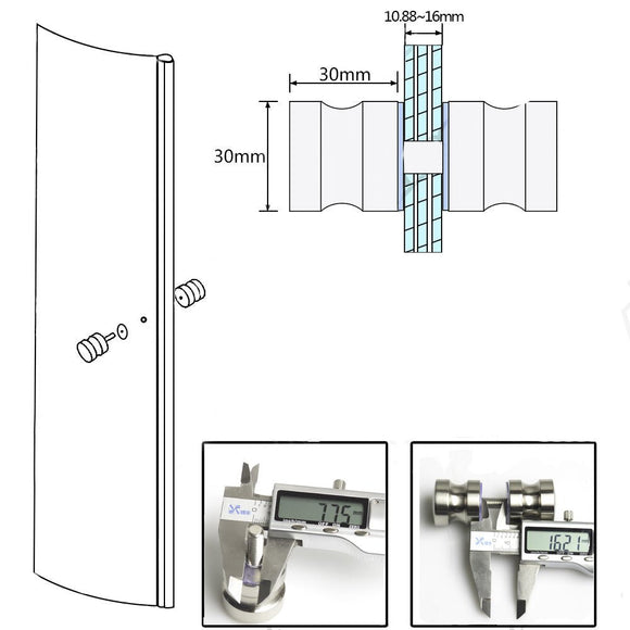 Shower Glass Door Knob Bathroom Round Back - to - Back Handle SUS304 Brushed Nickel - RnR Galore