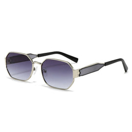 Silver Frame and Grey Lenses Modern Retro Geometric Sunglasses - Chic Metal Frame with UV400 Lenses and Black PU Leather Protective Case - RnR Galore