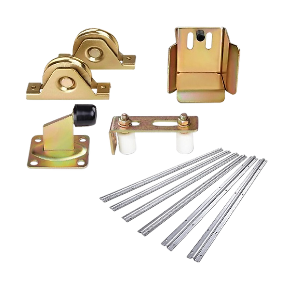 Sliding Gate Hardware Accessories Kit - 6m Track, Wheels, Stopper, Roller Guide - RnR Galore