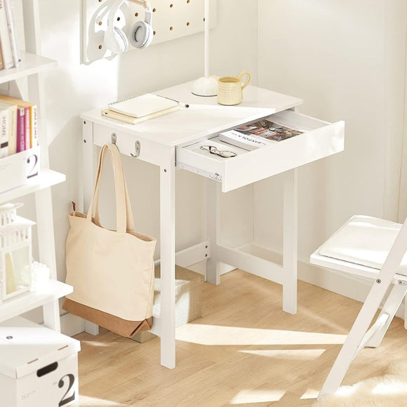 Small White Desk with Drawer Hooks - RnR Galore