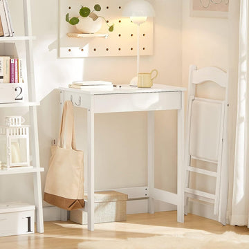 Small White Desk with Drawer Hooks - RnR Galore