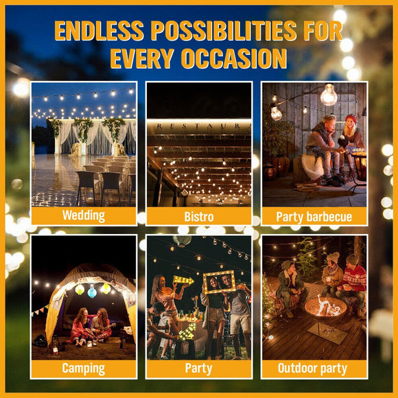 Solar Power 15 LED 18.2M Festoon String Lights Wedding Party WaterProof - RnR Galore
