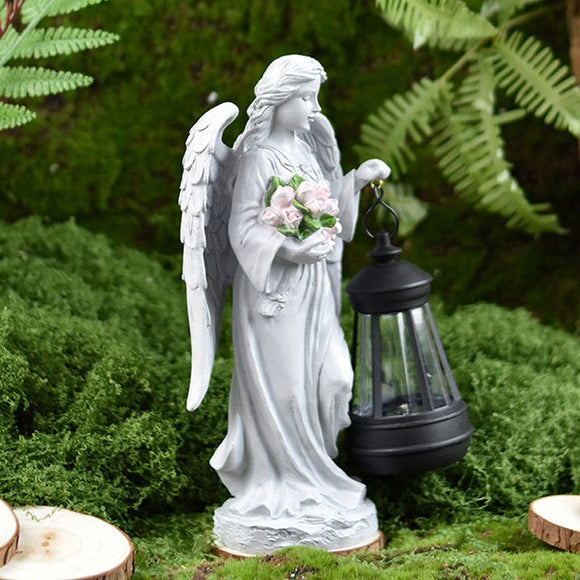 Solar - Powered Angel Lantern Outdoor Light, Resin Waterproof Garden Decorative Light, Walkway and Lawn Mood Light, Garden Statue Ornament for Ambiance - RnR Galore