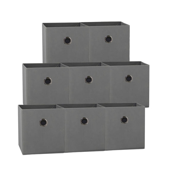 SORTI 27x28x27 CM Grey 8 - Pack Foldable Storage Cubes - Fabric Bookcase Organizers for Toys and More - RnR Galore