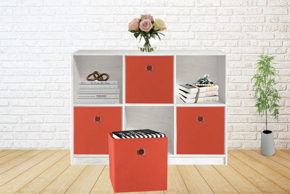 SORTI 33x33x27 CM Red 6 - Pack Foldable Storage Cubes - Fabric Bookcase Organizers for Toys and More - RnR Galore