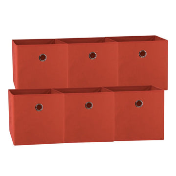 SORTI 33x33x27 CM Red 6 - Pack Foldable Storage Cubes - Fabric Bookcase Organizers for Toys and More - RnR Galore