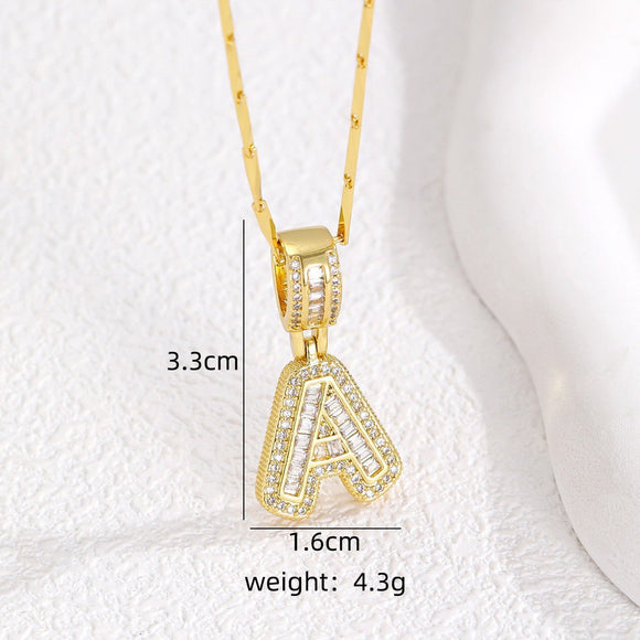 Sparkling Cubic Zirconia Initial Letter Necklace Set - Gold Plated Two - Piece Design(A) - RnR Galore