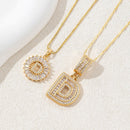 Sparkling Cubic Zirconia Initial Letter Necklace Set - Gold Plated Two - Piece Design(D) - RnR Galore