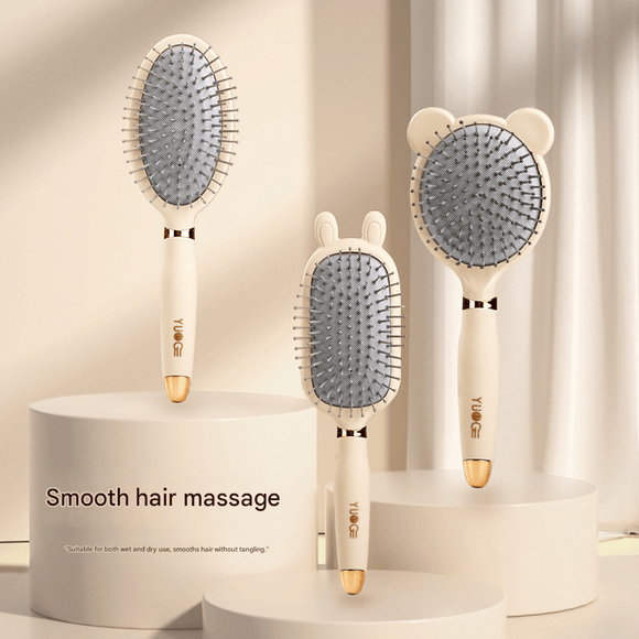 Square comb Soft Touch Air Cushion Hair Brush with Built - in Cleaning Claw Detangling Massage Comb for Wet and Dry Hair Gentle Scalp Care - RnR Galore