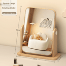 Square Rotating Mirror - Extra Large Tabletop Makeup Mirror - Large Wooden Swivel Vanity Mirror for Desk - RnR Galore