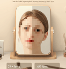 Square Rotating Mirror - Extra Large Tabletop Makeup Mirror - Large Wooden Swivel Vanity Mirror for Desk - RnR Galore