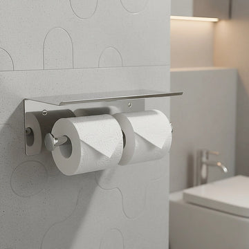 Stainless Steel Double Toilet Paper Holder Towel Roll Tissue Rack Storage Shelf - RnR Galore