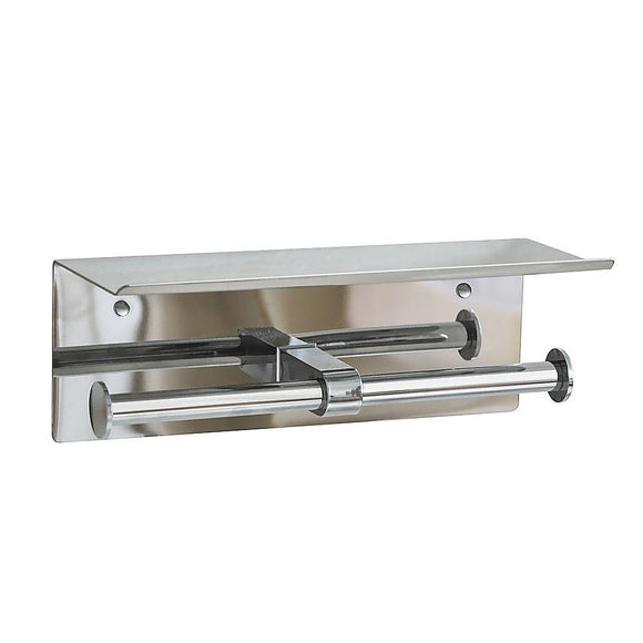 Stainless Steel Double Toilet Paper Holder Towel Roll Tissue Rack Storage Shelf - RnR Galore