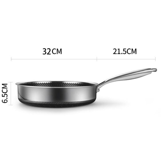 Stainless Steel Frying Pan Non - Stick Cooking Frypan Cookware 32cm Honeycomb Double Sided - RnR Galore