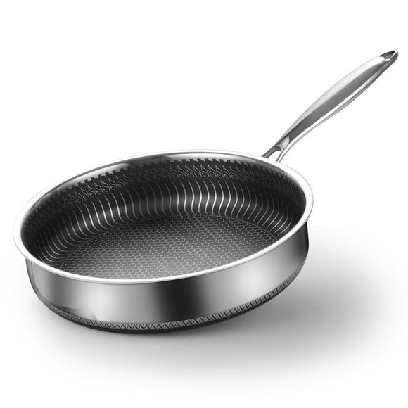 Stainless Steel Frying Pan Non - Stick Cooking Frypan Cookware 32cm Honeycomb Double Sided - RnR Galore
