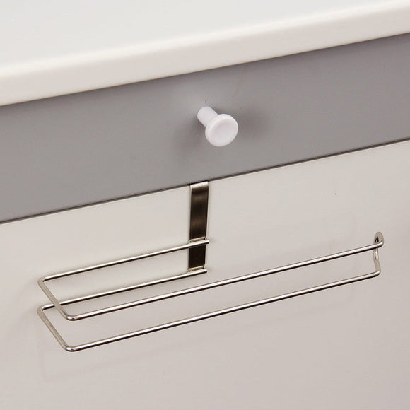 Stainless Steel No - punch Roll Paper Rack for Kitchen Cabinet Cling Film Storage Rack - Silver - RnR Galore