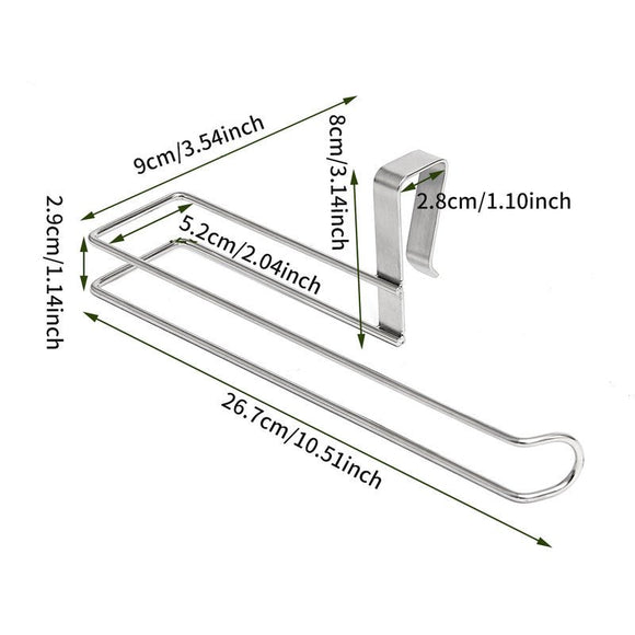 Stainless Steel No - punch Roll Paper Rack for Kitchen Cabinet Cling Film Storage Rack - Silver - RnR Galore