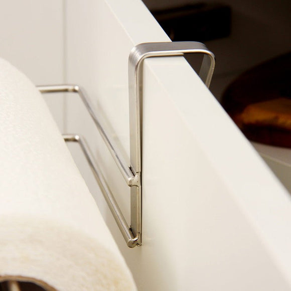 Stainless Steel No - punch Roll Paper Rack for Kitchen Cabinet Cling Film Storage Rack - Silver - RnR Galore